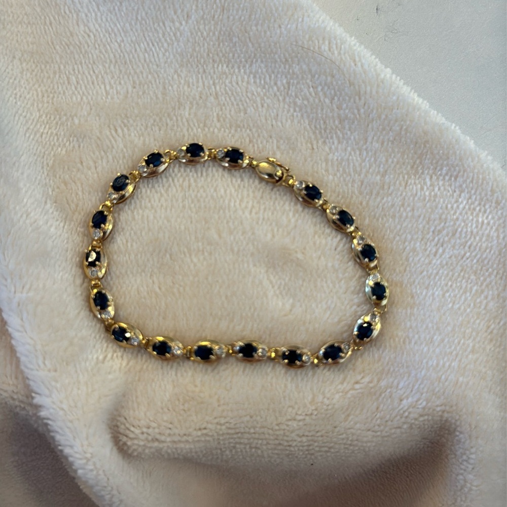 14 Kt Yellow Gold Sapphire and Diamond Bracelet
